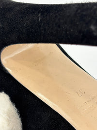 Black Suede Peep Toe Platform Pumps Size 37
