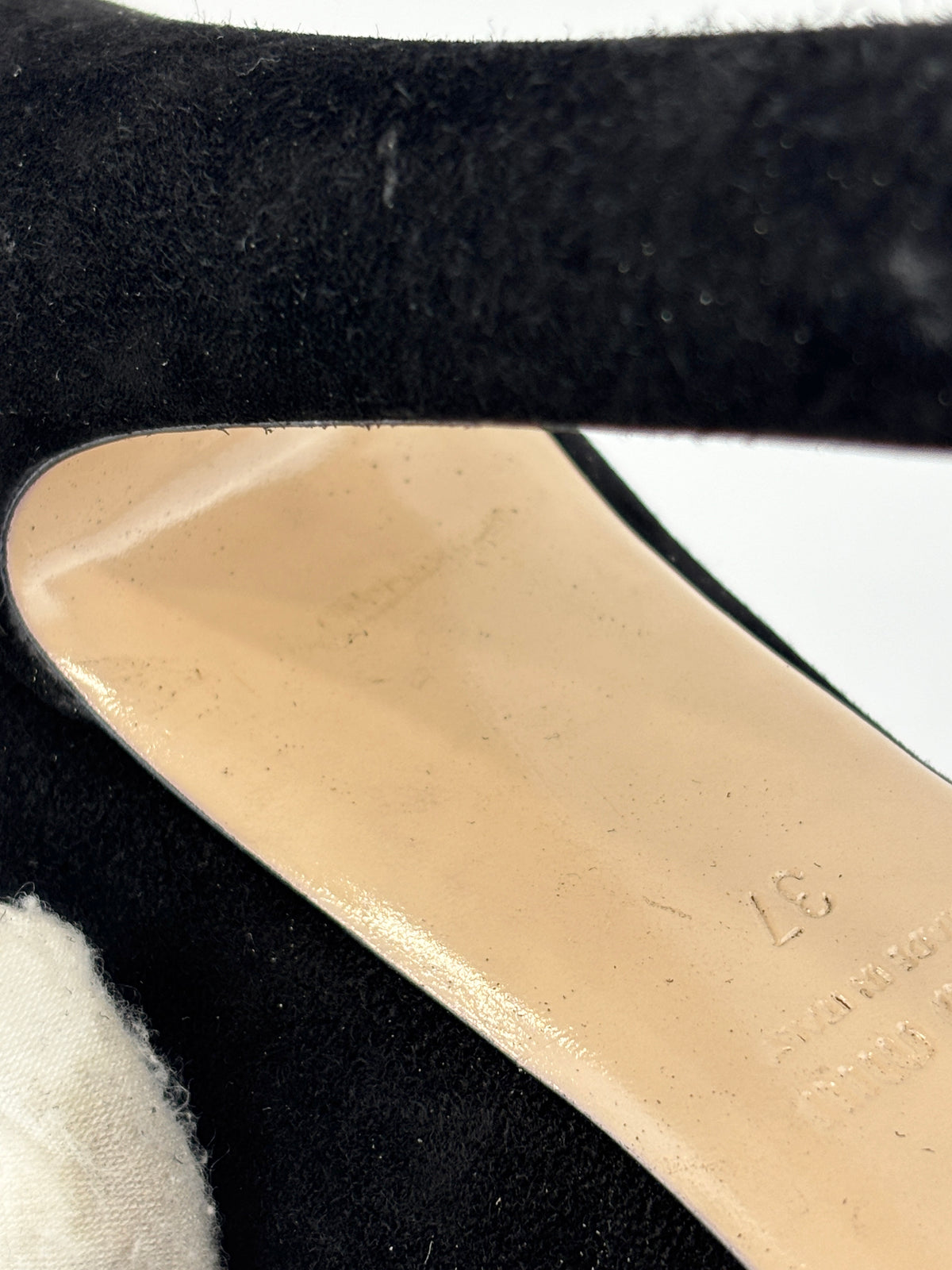 Black Suede Peep Toe Platform Pumps Size 37