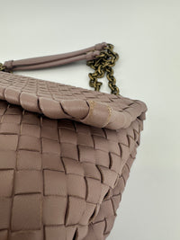 Large Olimpia Lilac Intrecciato Leather Shoulder Bag