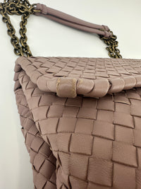 Large Olimpia Lilac Intrecciato Leather Shoulder Bag