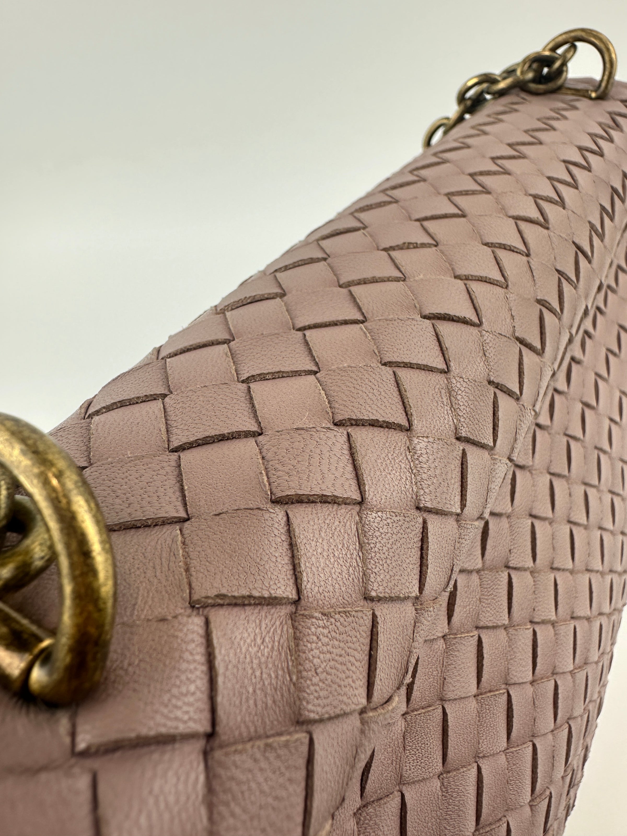 Large Olimpia Lilac Intrecciato Leather Shoulder Bag