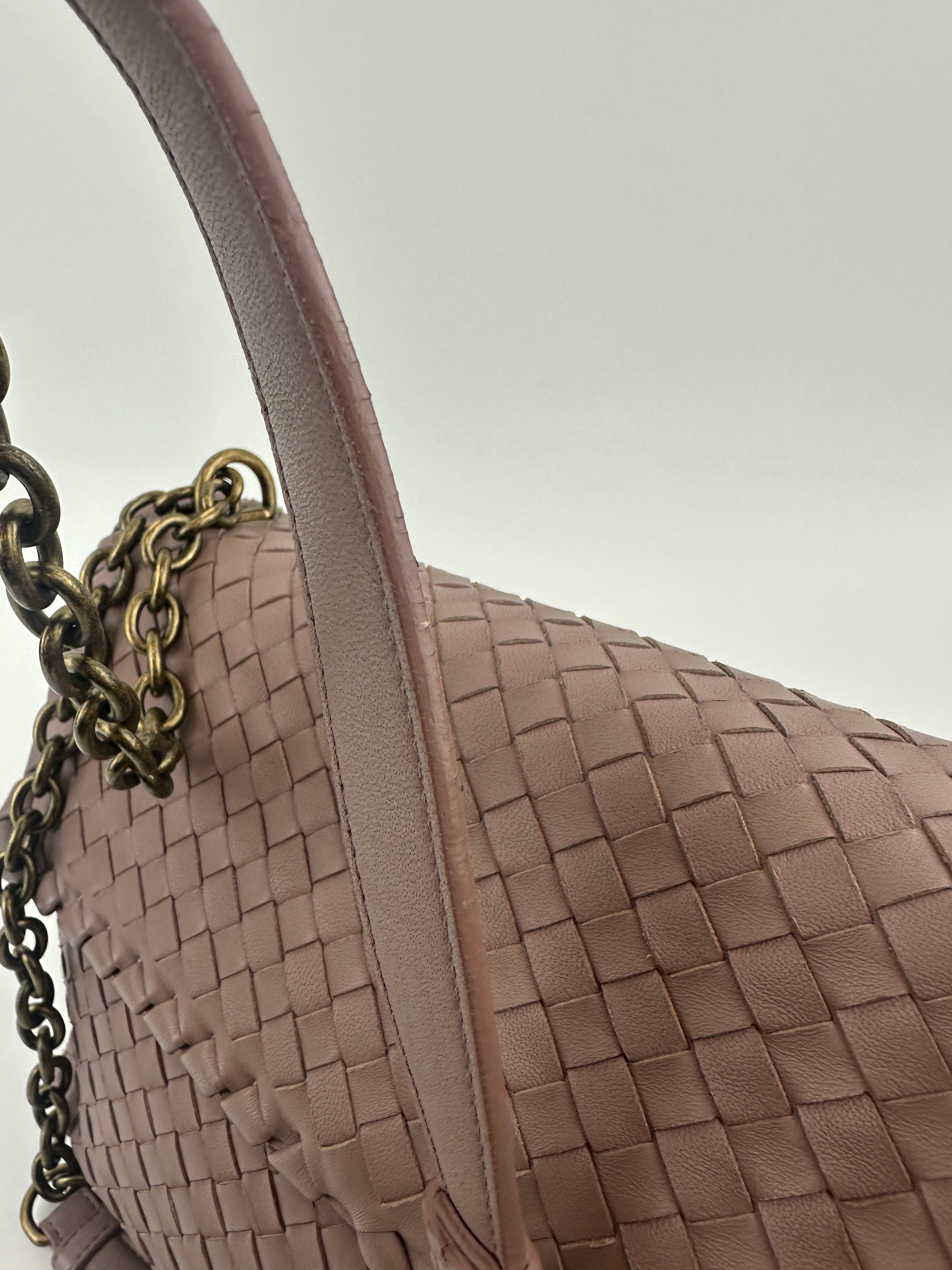 Large Olimpia Lilac Intrecciato Leather Shoulder Bag