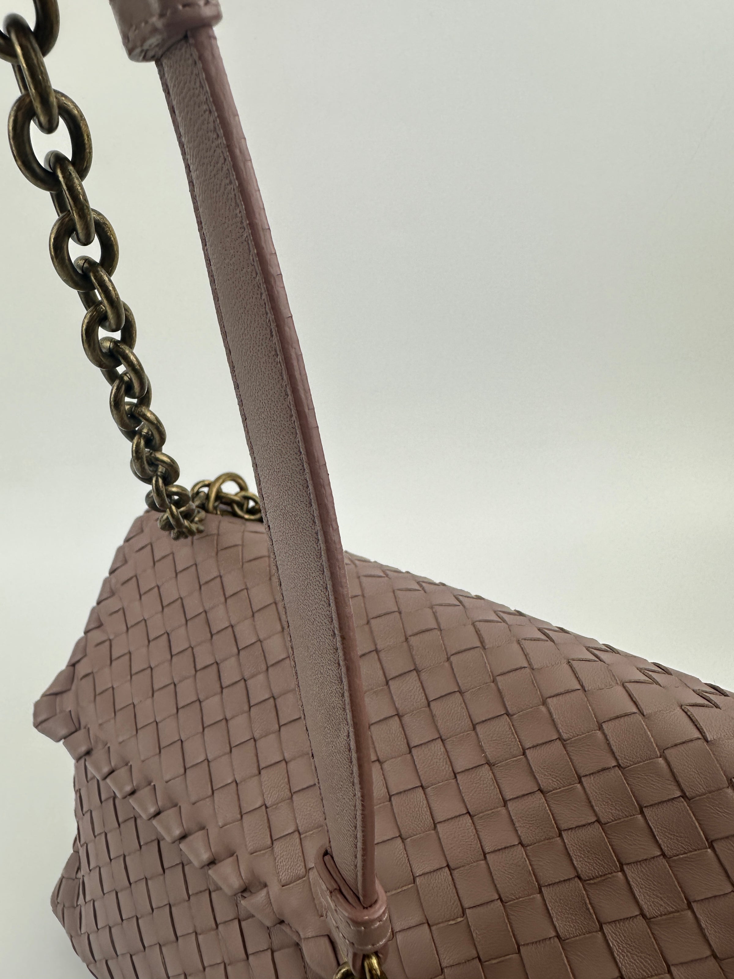 Large Olimpia Lilac Intrecciato Leather Shoulder Bag