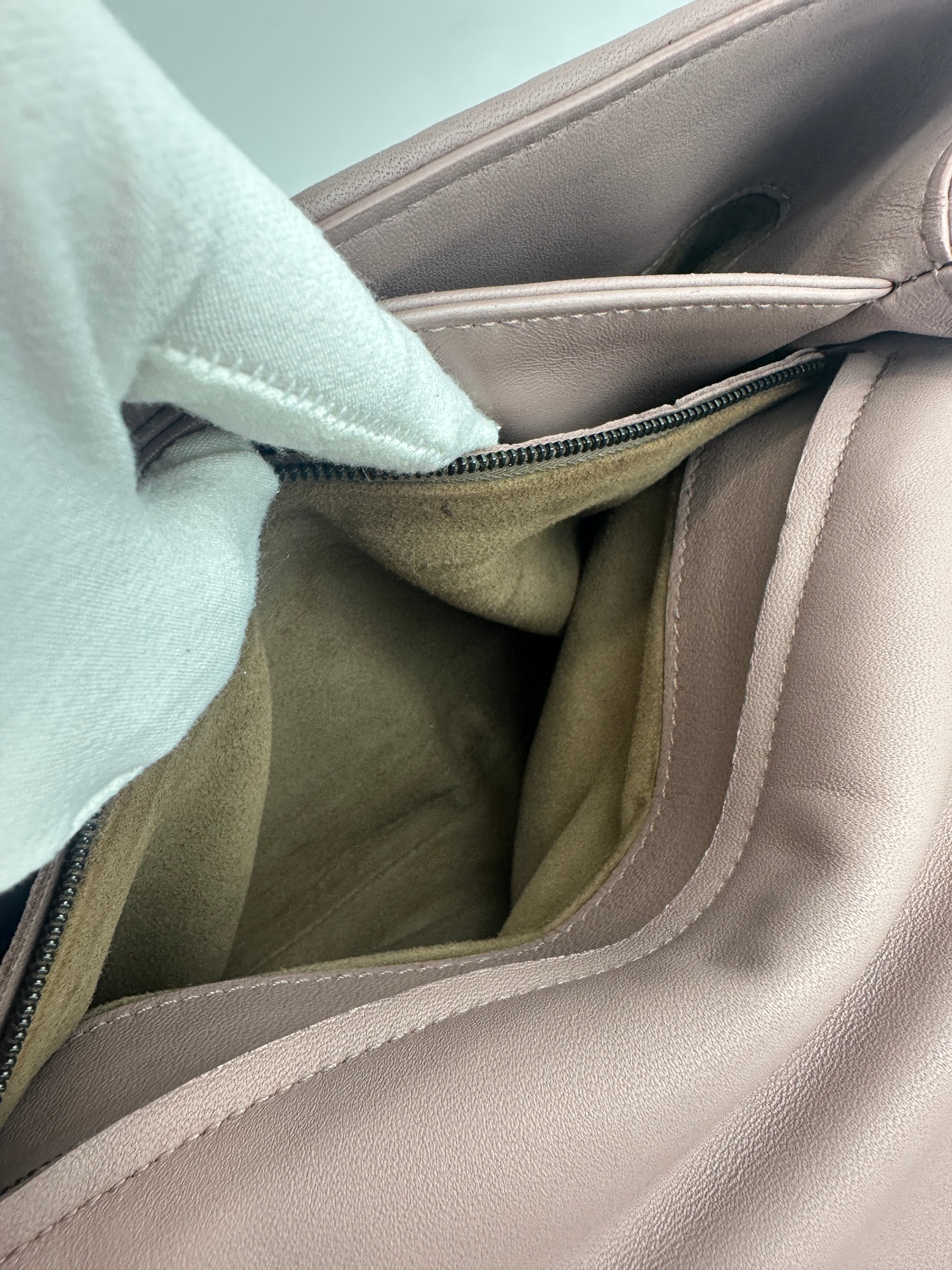 Large Olimpia Lilac Intrecciato Leather Shoulder Bag