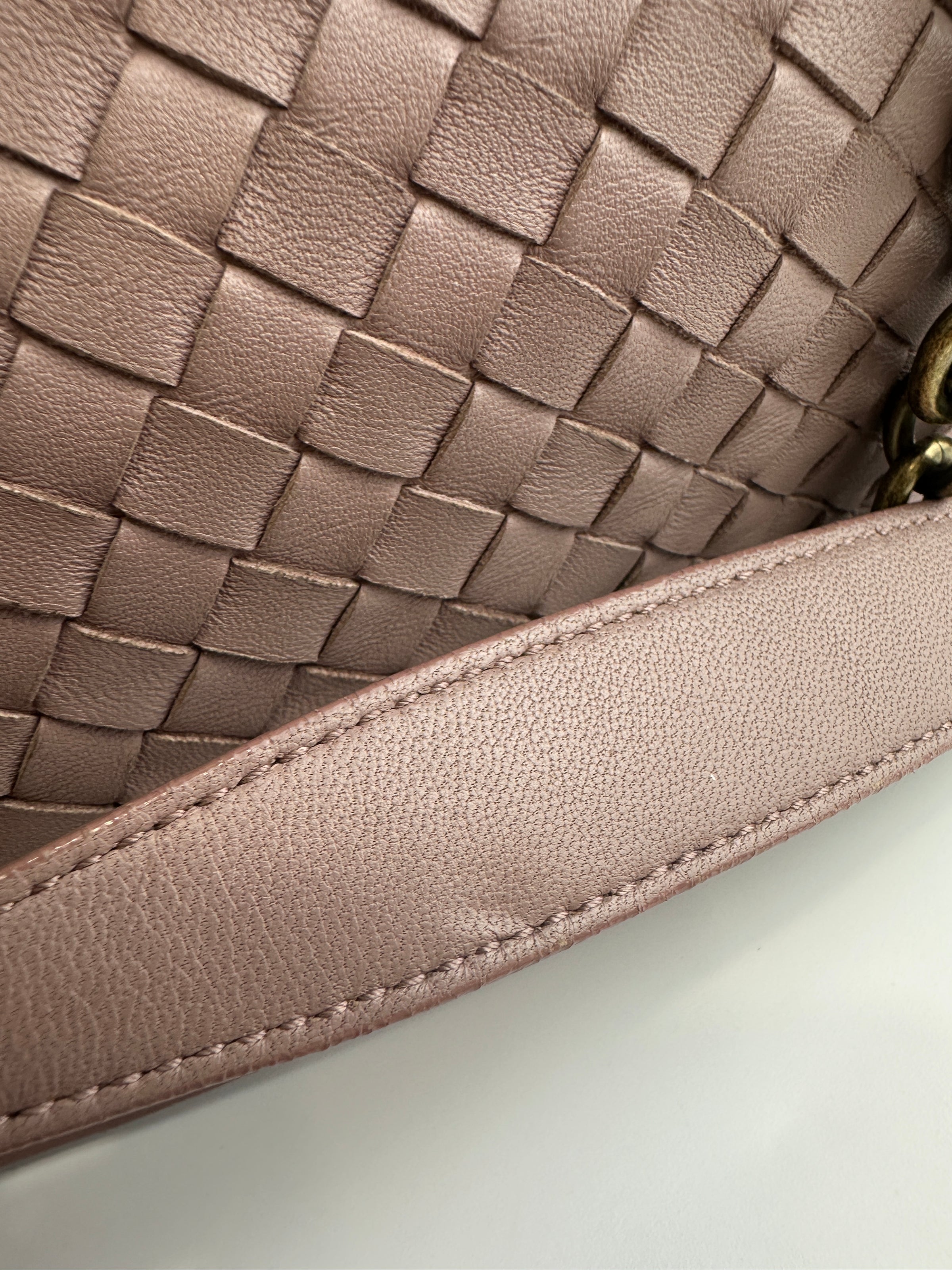 Large Olimpia Lilac Intrecciato Leather Shoulder Bag