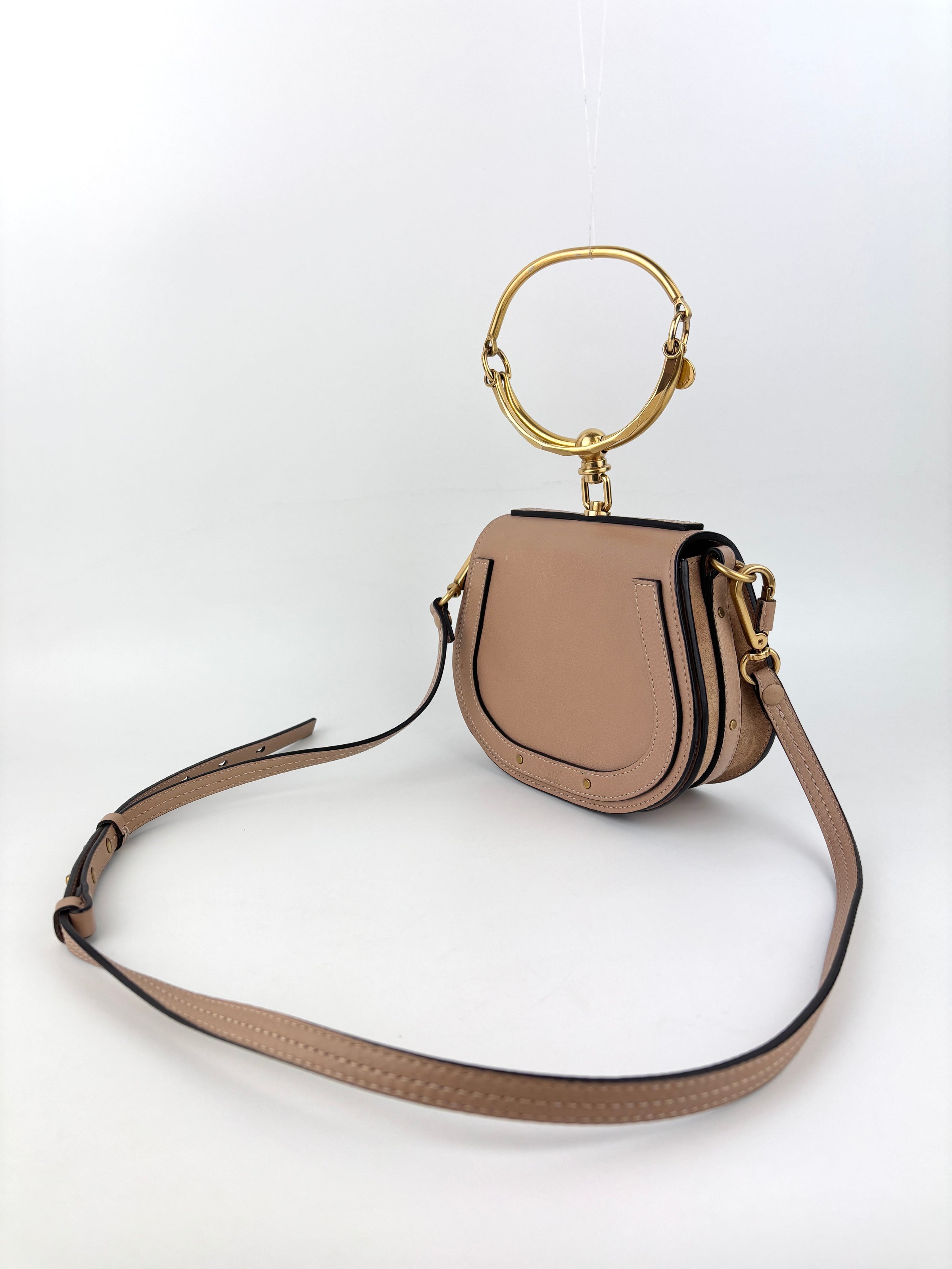 Small Nile Bracelet Bag in Pink Leather / Suede