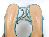 Triple Hearts Blue Satin High Heels Size 41
