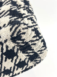 5BA228 Terry Cloth Houndstooth 2 Way Tote Nero / Avorio