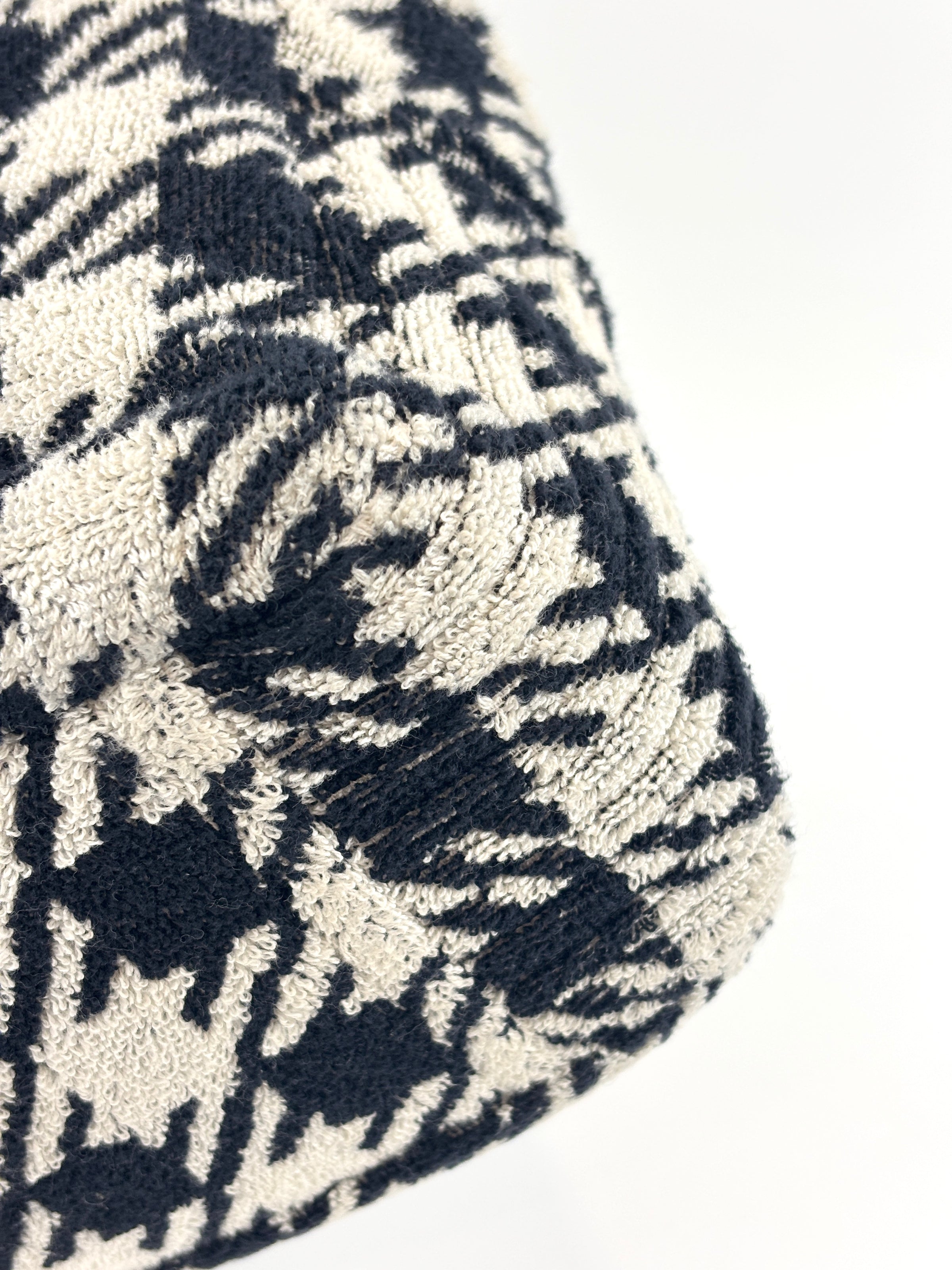 5BA228 Terry Cloth Houndstooth 2 Way Tote Nero / Avorio