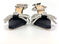 Double Bow Black Satin Heels Size 40.5