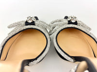 Double Bow Black Satin Heels Size 40.5