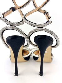 Double Bow Black Satin Heels Size 40.5