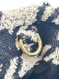 5BA228 Terry Cloth Houndstooth 2 Way Tote Nero / Avorio