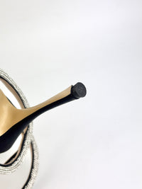 Double Bow Black Satin Heels Size 40.5