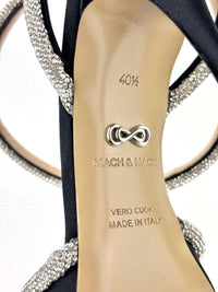 Double Bow Black Satin Heels Size 40.5
