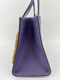 C9811 Cashin Carry Tote 22 Purple Double Kiss Lock Crossbody