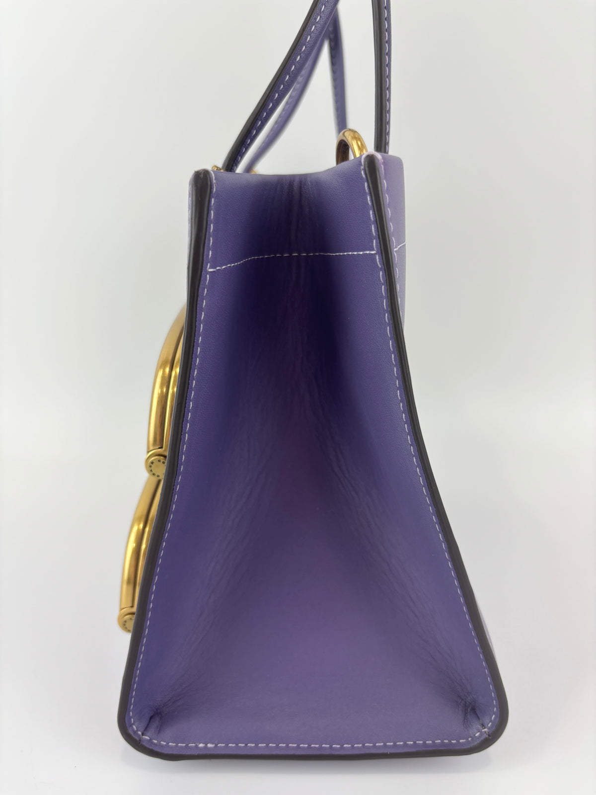 C9811 Cashin Carry Tote 22 Purple Double Kiss Lock Crossbody