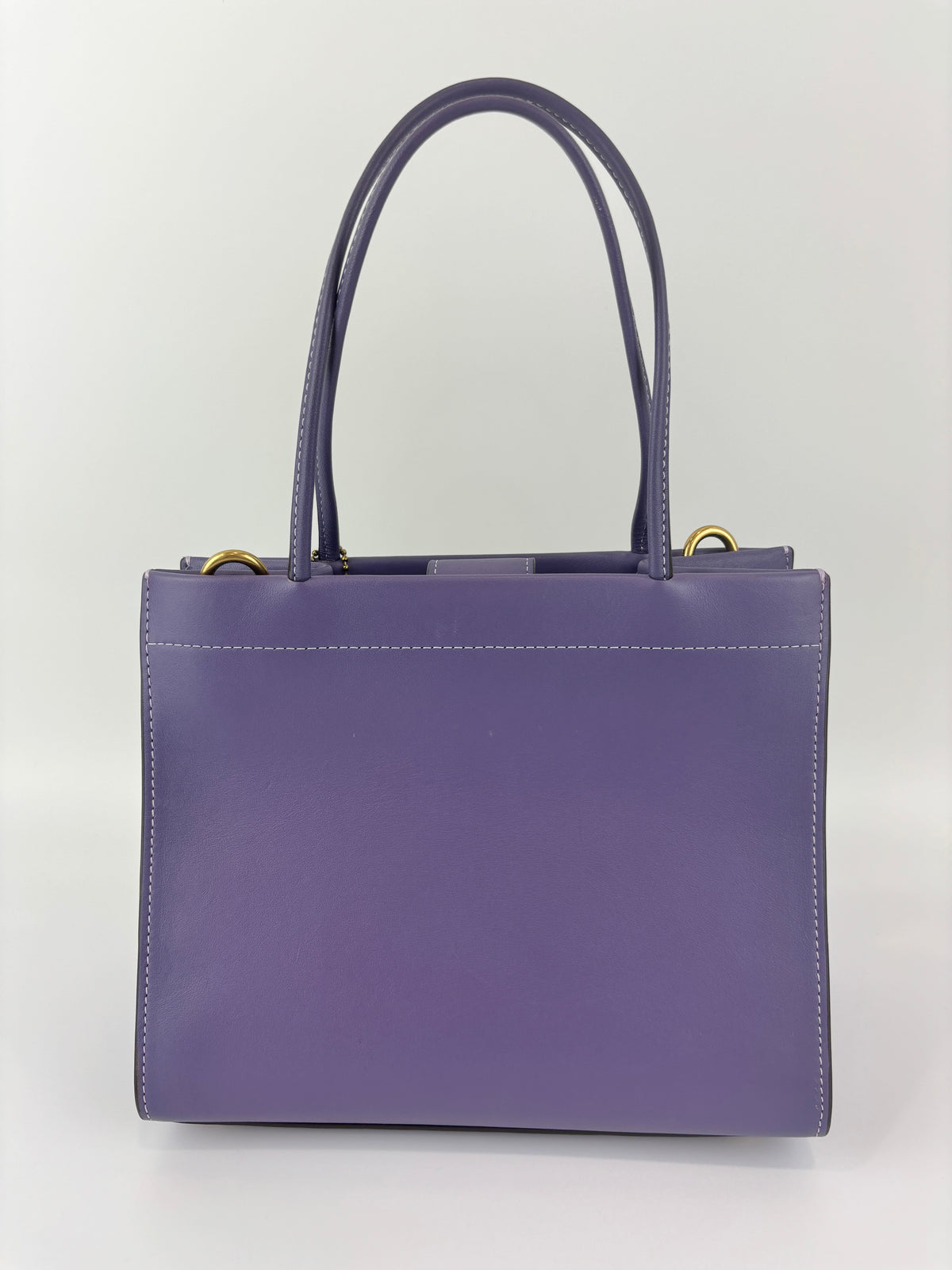 C9811 Cashin Carry Tote 22 Purple Double Kiss Lock Crossbody
