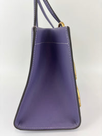 C9811 Cashin Carry Tote 22 Purple Double Kiss Lock Crossbody