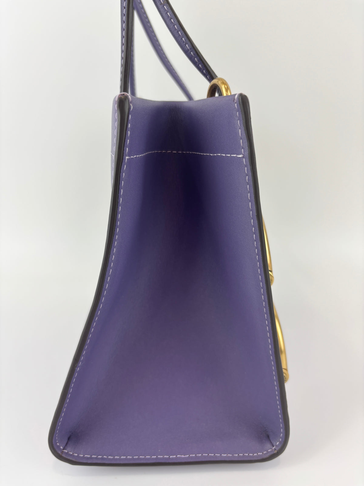 C9811 Cashin Carry Tote 22 Purple Double Kiss Lock Crossbody