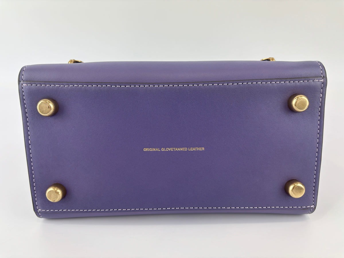 C9811 Cashin Carry Tote 22 Purple Double Kiss Lock Crossbody