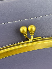 C9811 Cashin Carry Tote 22 Purple Double Kiss Lock Crossbody