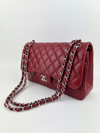 Classic Jumbo Red Caviar Double Flap Bag SHW
