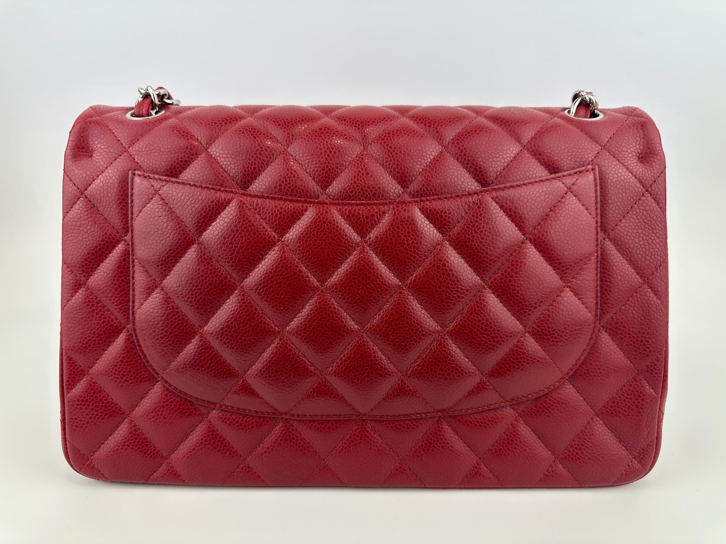 Classic Jumbo Red Caviar Double Flap Bag SHW