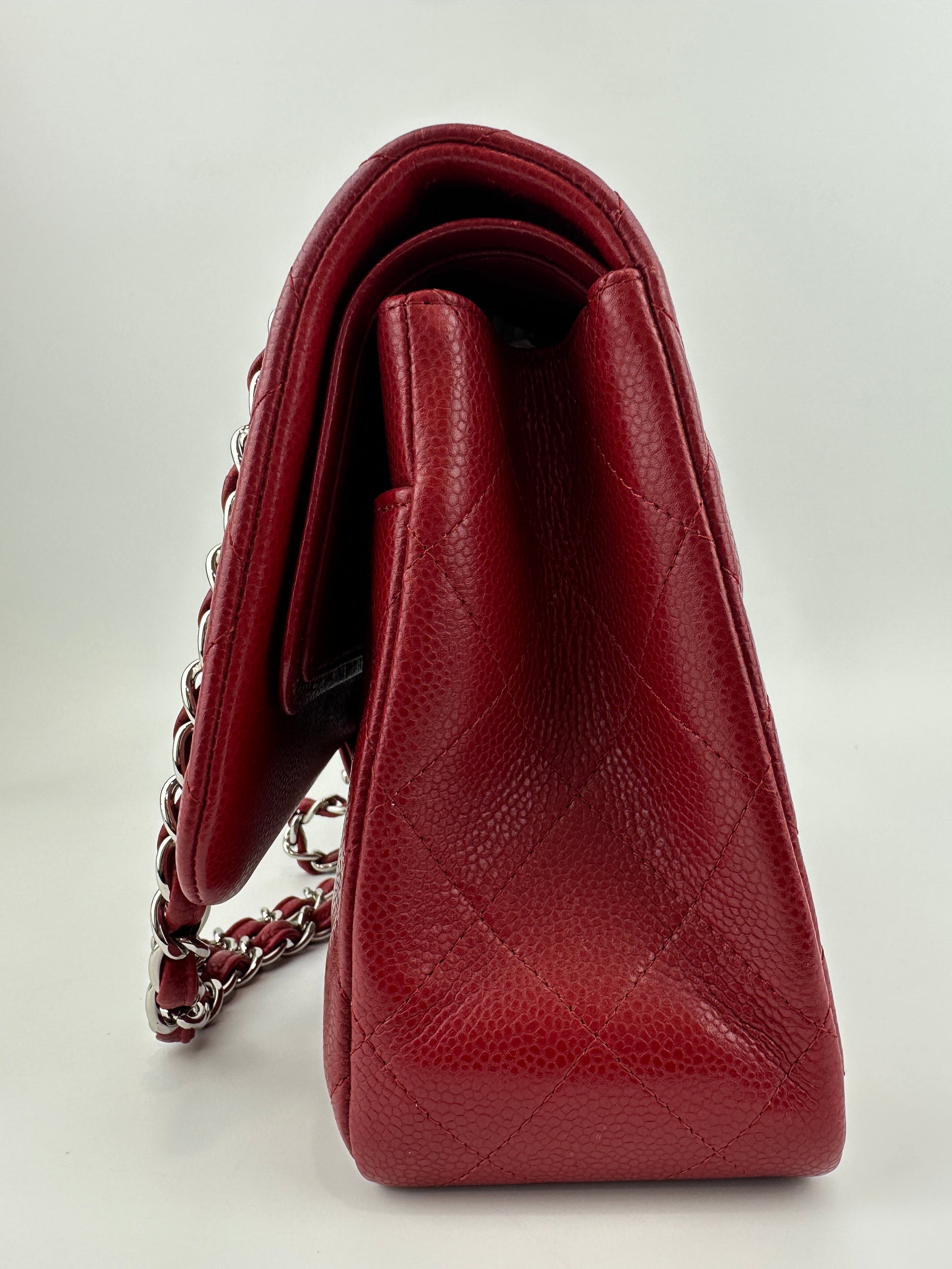 Classic Jumbo Red Caviar Double Flap Bag SHW