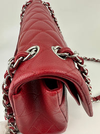 Classic Jumbo Red Caviar Double Flap Bag SHW