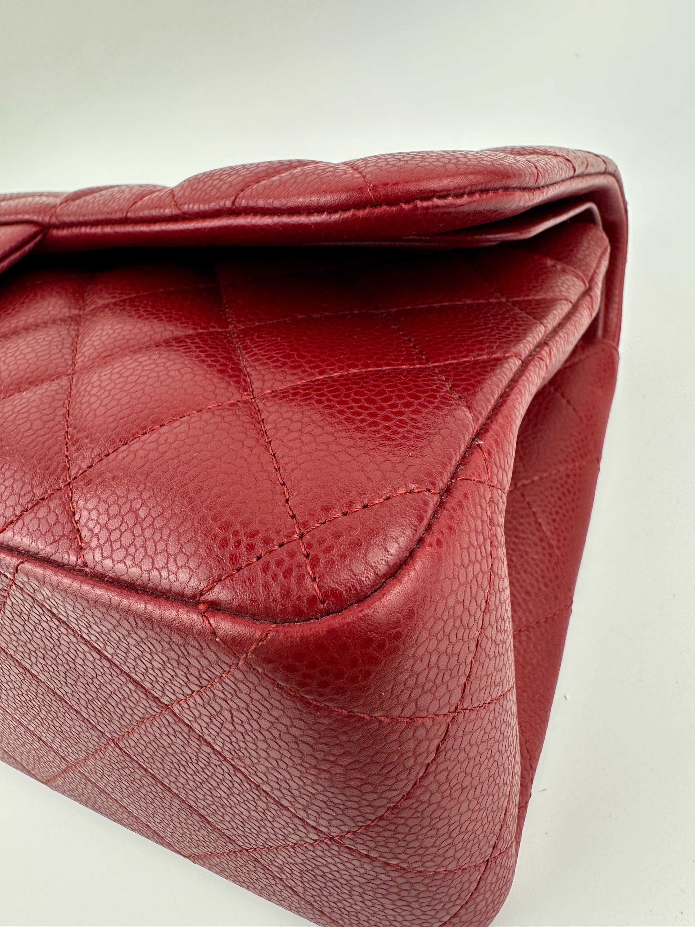 Classic Jumbo Red Caviar Double Flap Bag SHW
