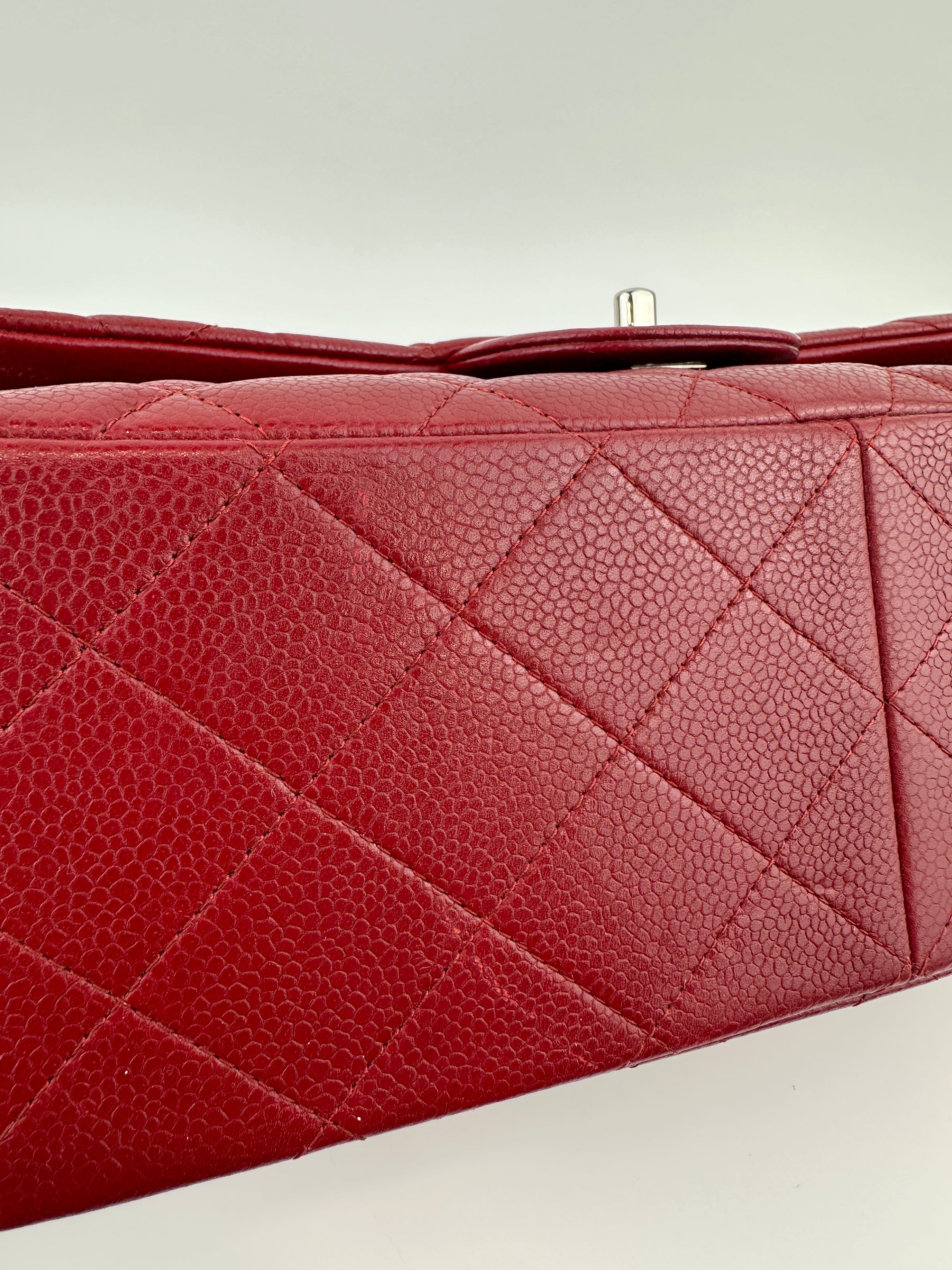Classic Jumbo Red Caviar Double Flap Bag SHW
