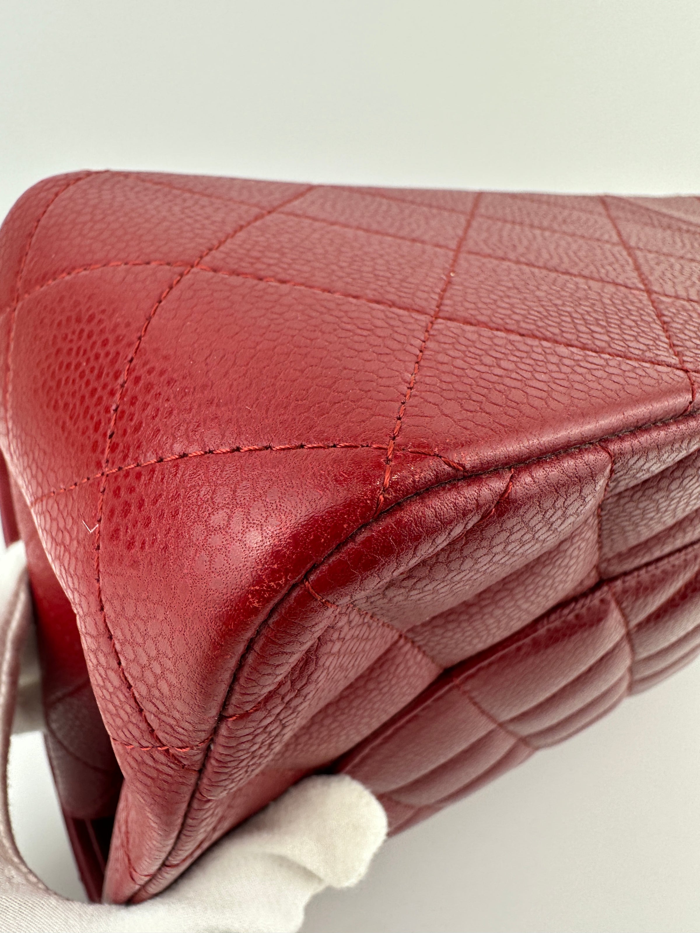 Classic Jumbo Red Caviar Double Flap Bag SHW