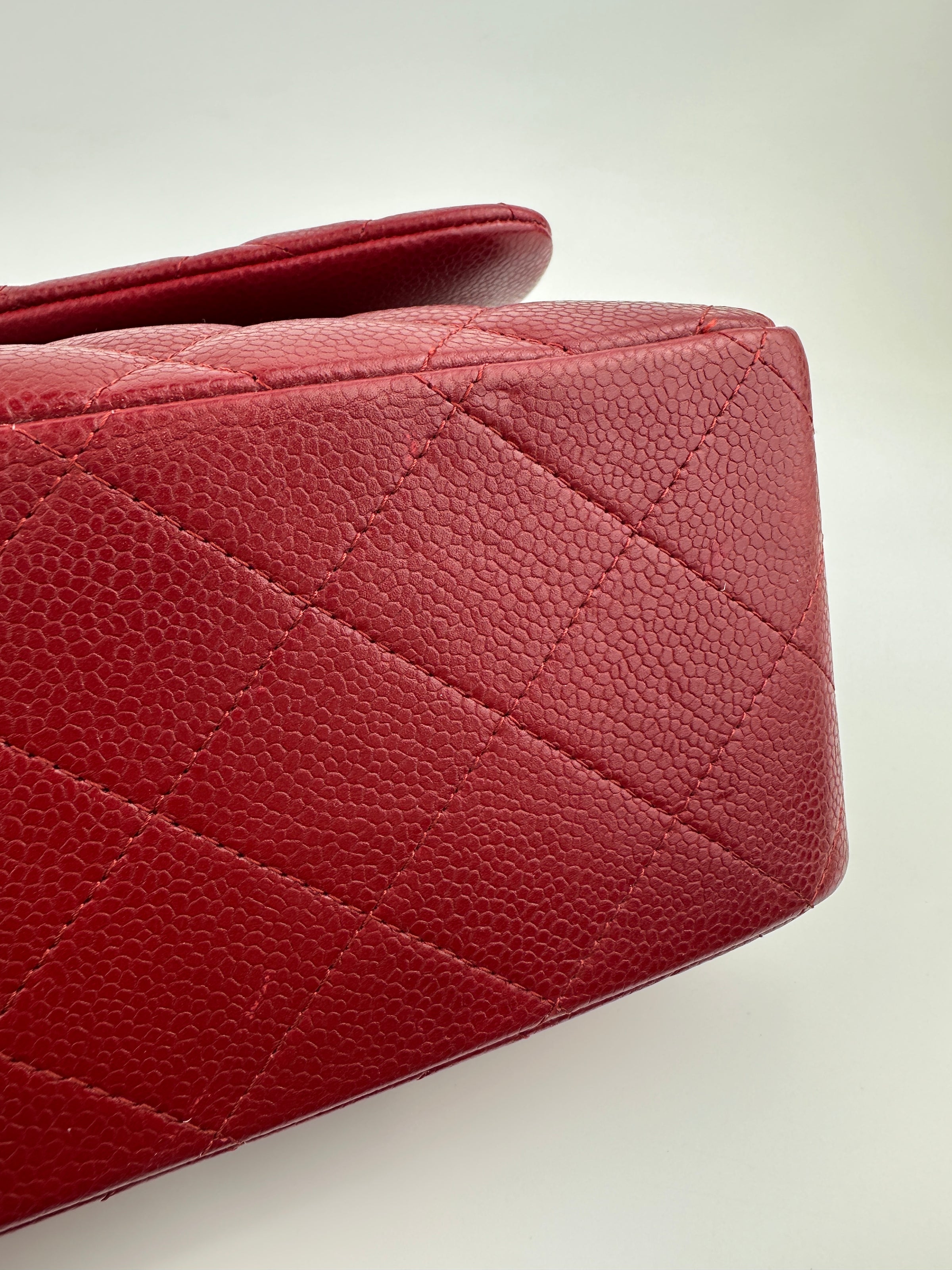 Classic Jumbo Red Caviar Double Flap Bag SHW