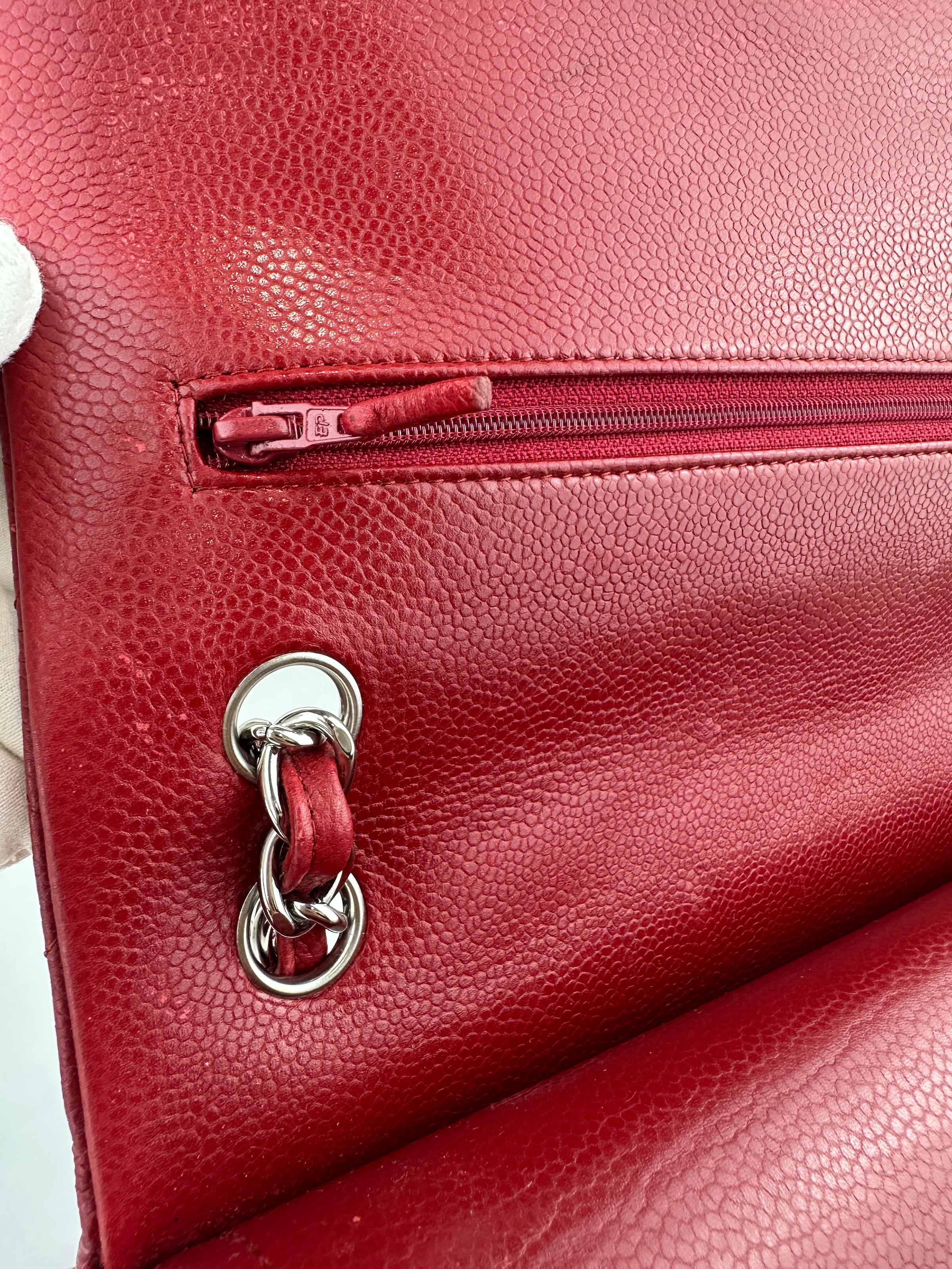 Classic Jumbo Red Caviar Double Flap Bag SHW