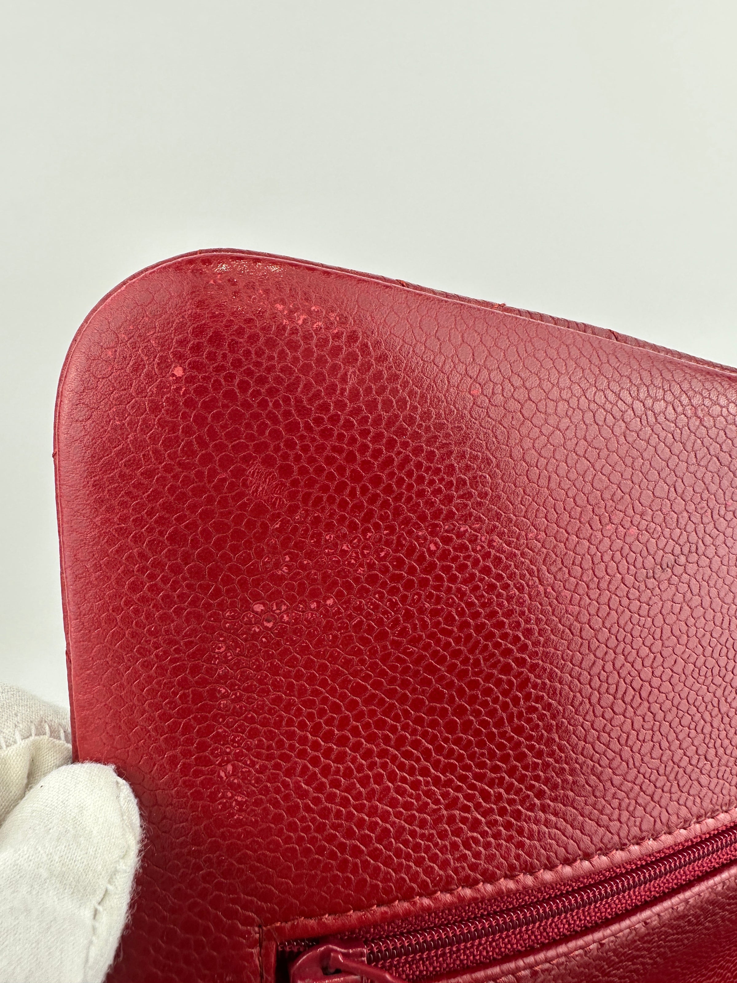 Classic Jumbo Red Caviar Double Flap Bag SHW