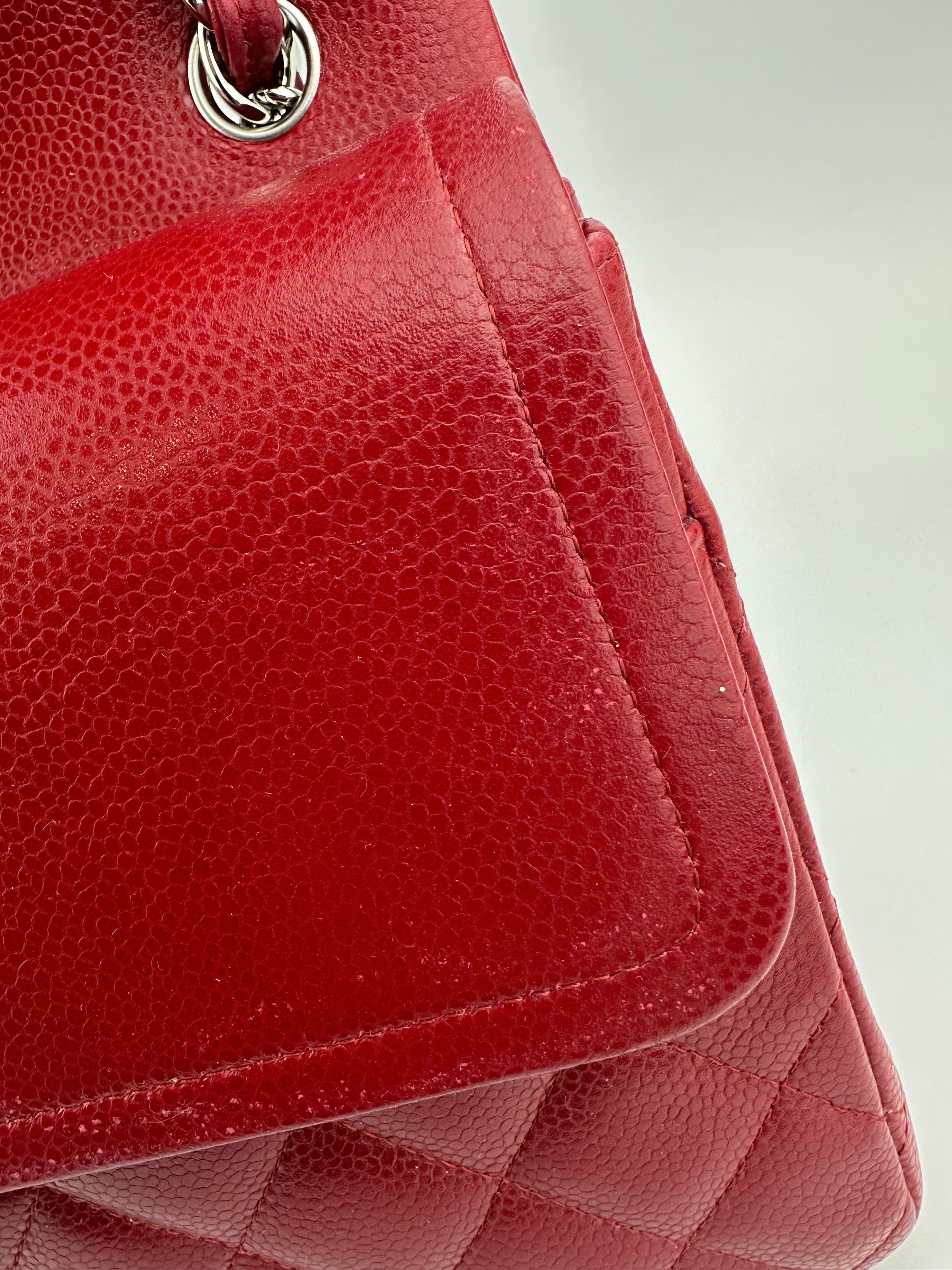 Classic Jumbo Red Caviar Double Flap Bag SHW