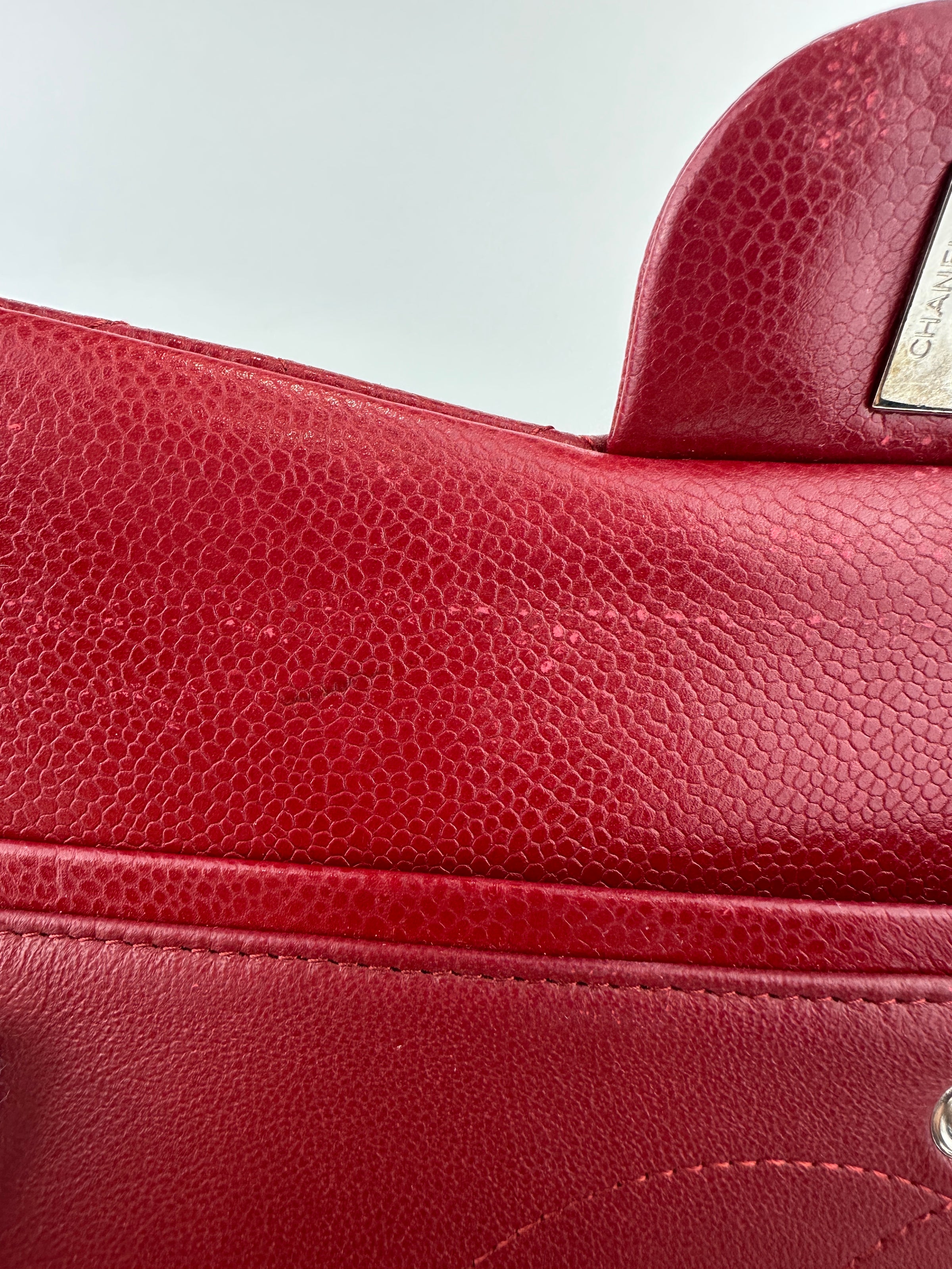 Classic Jumbo Red Caviar Double Flap Bag SHW