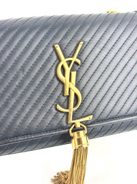 Small Kate Tassel Chain Flap Shoulder Bag Black GHW