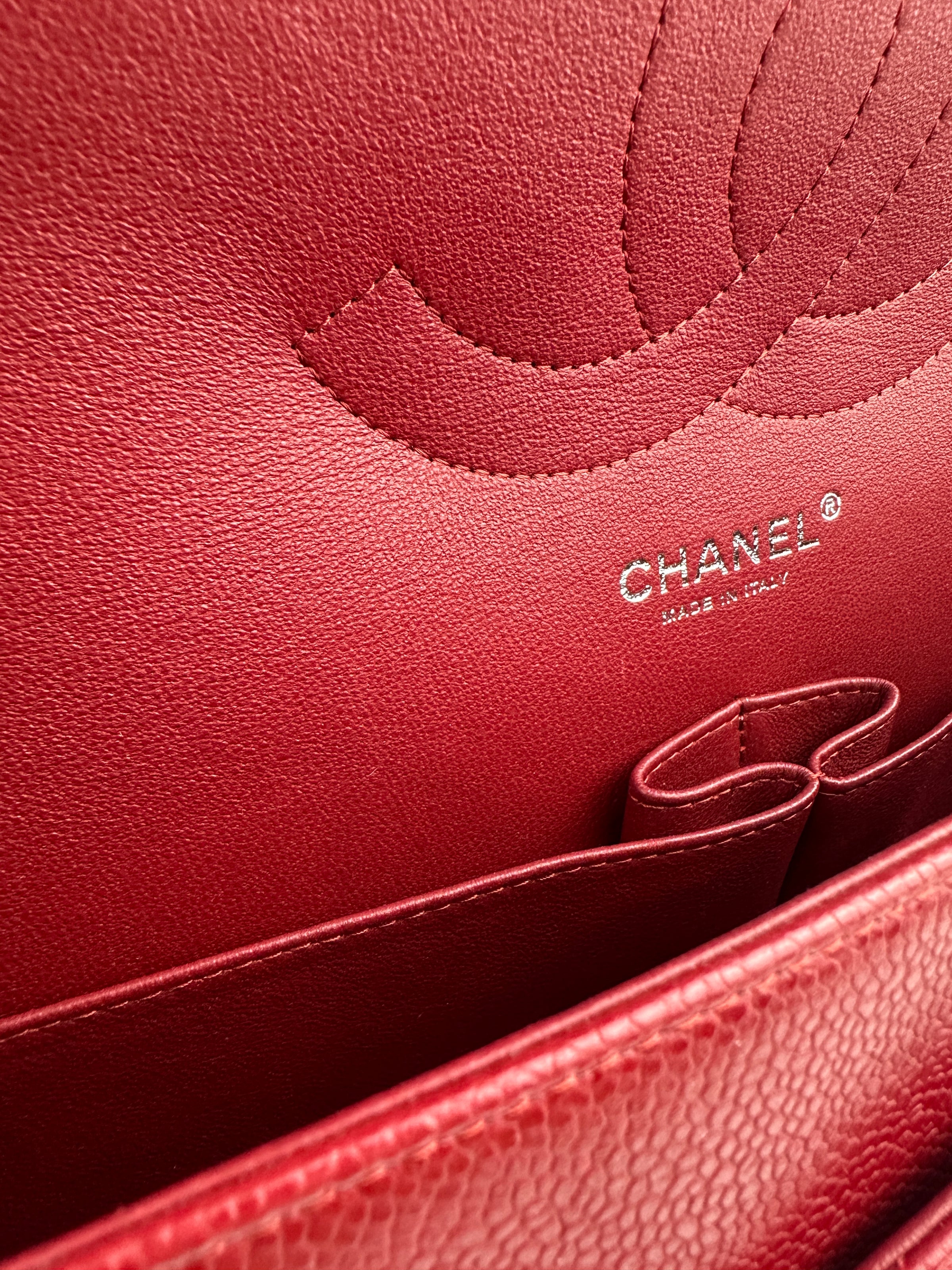 Classic Jumbo Red Caviar Double Flap Bag SHW