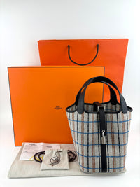 Picotin Lock 18 Broderie Couverture Carre Toile H écru / noir / fauve / noir / bleu Zanzibar - Glampot