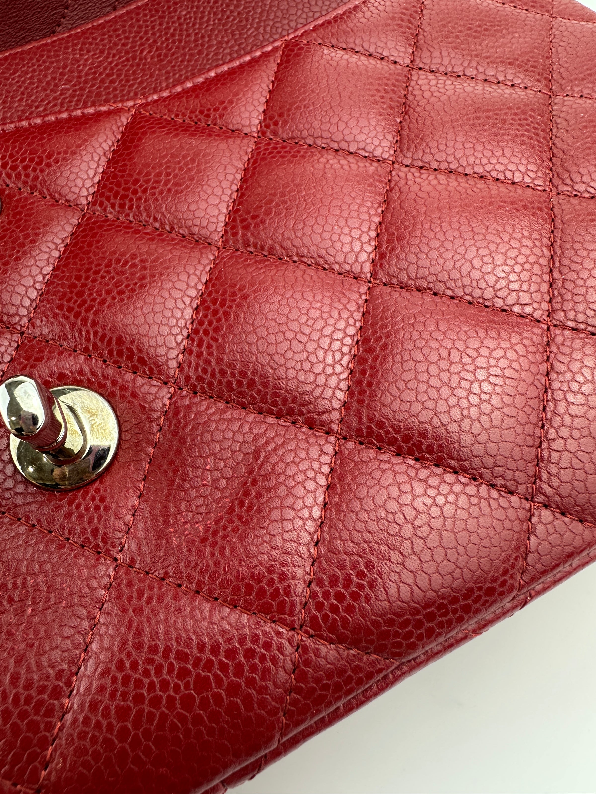 Classic Jumbo Red Caviar Double Flap Bag SHW