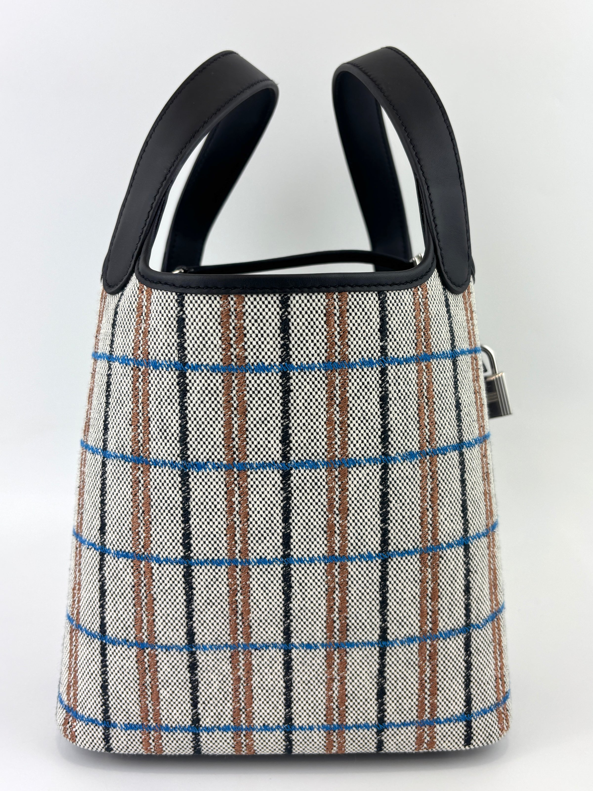 Picotin Lock 18 Broderie Couverture Carre Toile H écru / noir / fauve / noir / bleu Zanzibar - Glampot