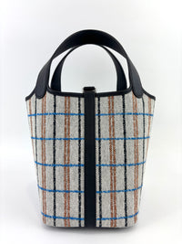 Picotin Lock 18 Broderie Couverture Carre Toile H écru / noir / fauve / noir / bleu Zanzibar - Glampot