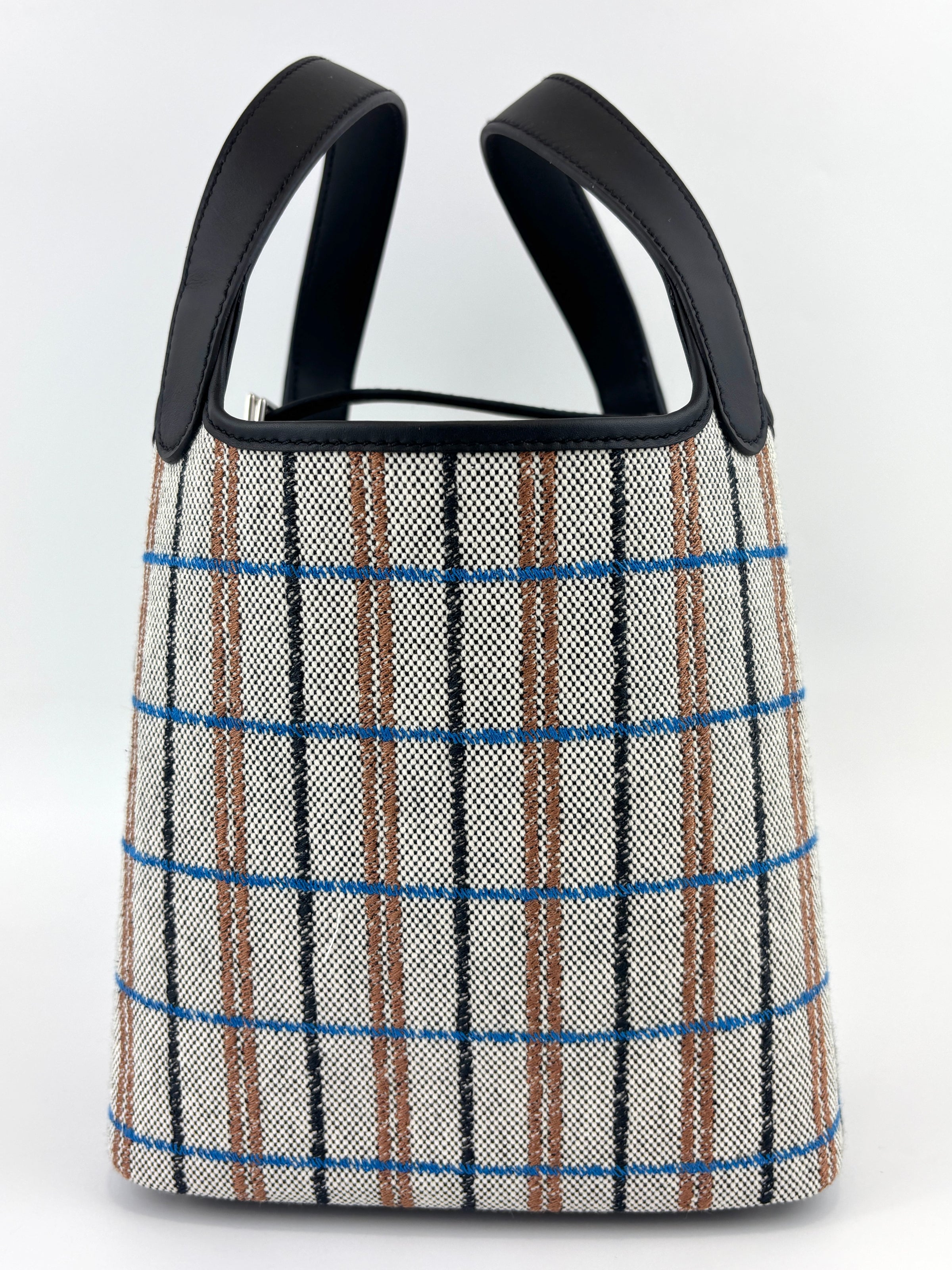 Picotin Lock 18 Broderie Couverture Carre Toile H écru / noir / fauve / noir / bleu Zanzibar - Glampot