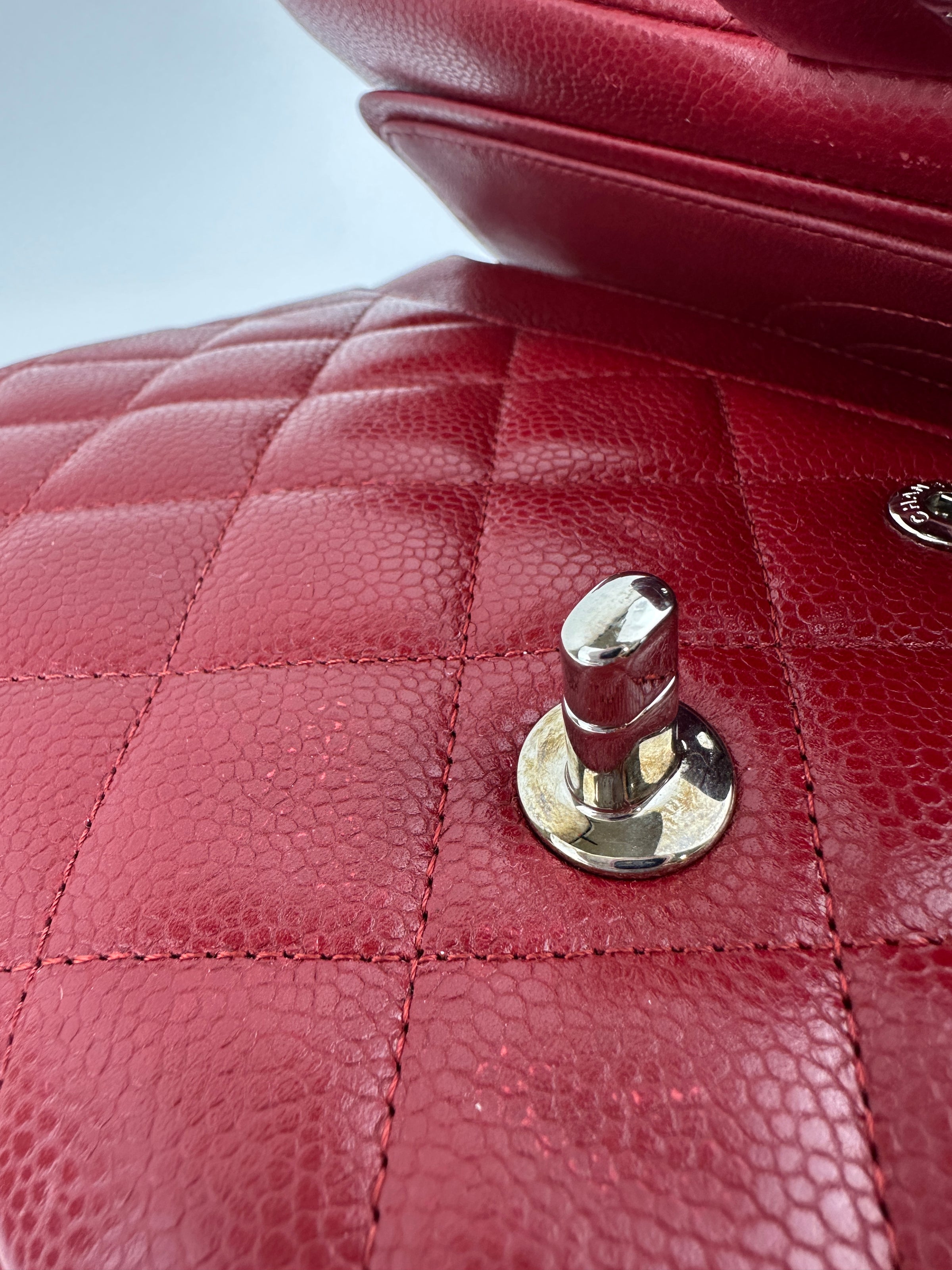 Classic Jumbo Red Caviar Double Flap Bag SHW