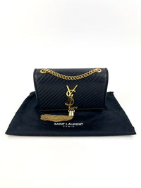 Small Kate Tassel Chain Flap Shoulder Bag Black GHW