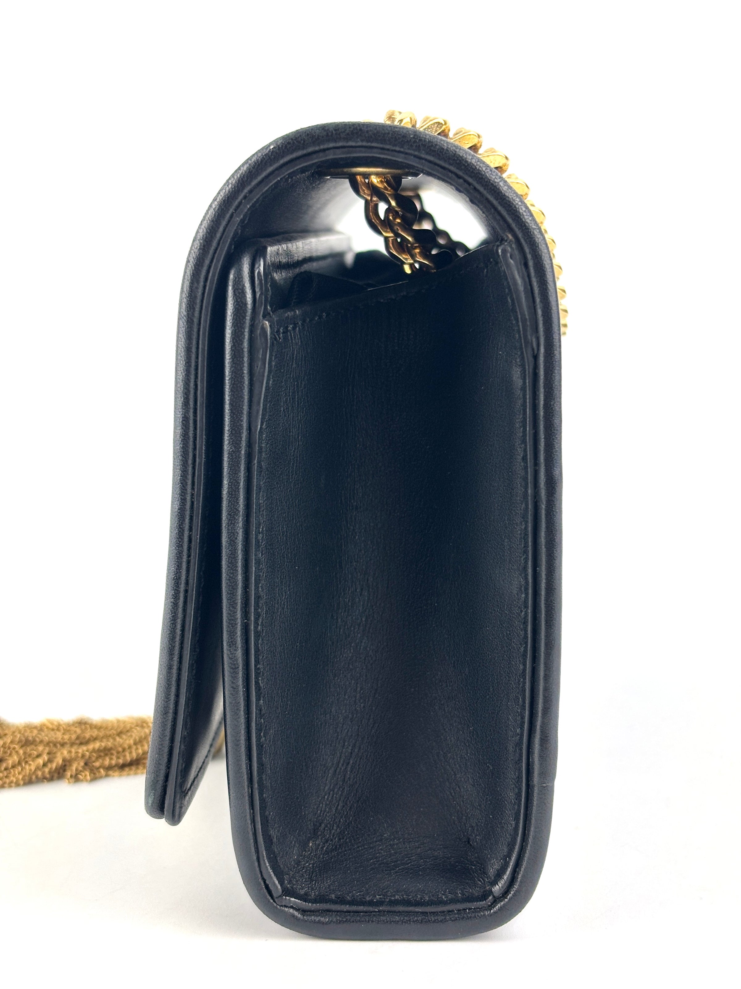 Small Kate Tassel Chain Flap Shoulder Bag Black GHW