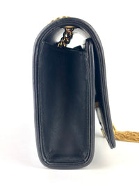 Small Kate Tassel Chain Flap Shoulder Bag Black GHW
