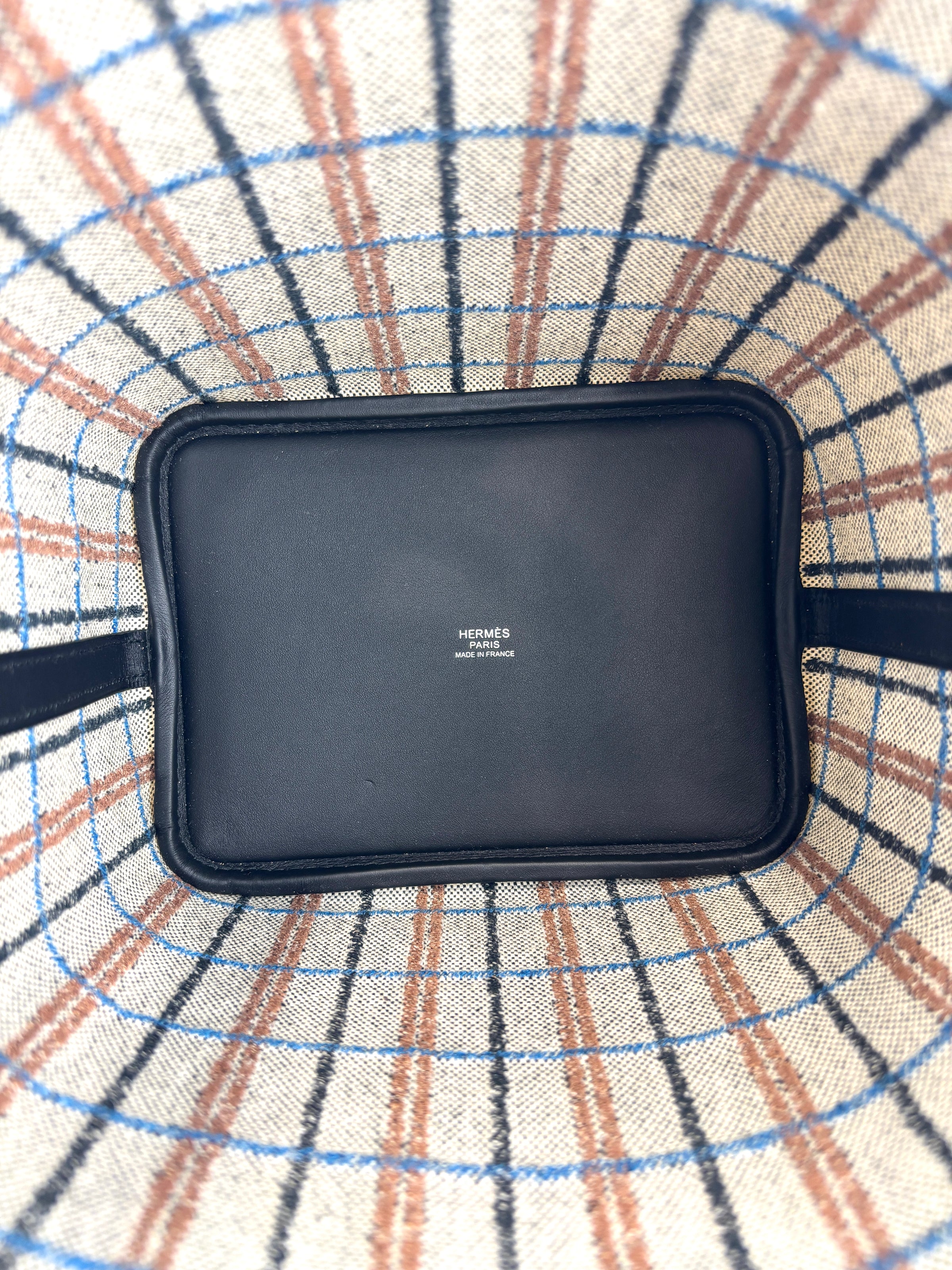 Picotin Lock 18 Broderie Couverture Carre Toile H écru / noir / fauve / noir / bleu Zanzibar - Glampot